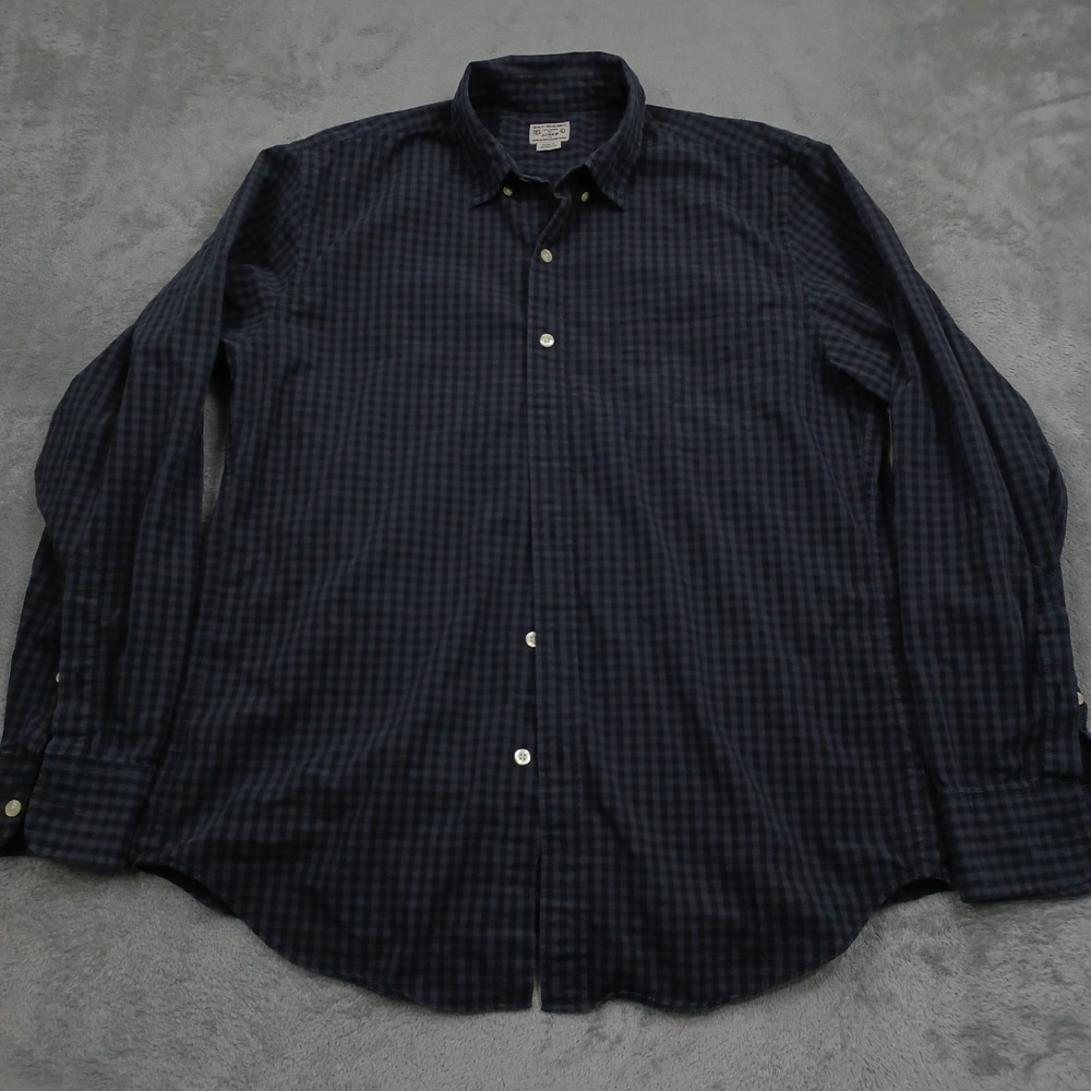 J Crew Shirt Mens Large Black Checked Button Up Long Sleeve Preppy